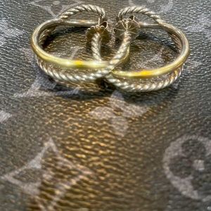 David Yurman 18K Gold and Silver Cross-Over Earrings